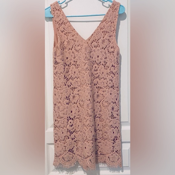 BB Dakota Lost in Lace Plunging V Sleeveless Mini Shift Dress - Picture 7 of 7